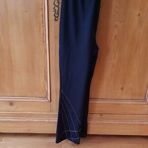 Chic Black Flared Pants with White Stitching design